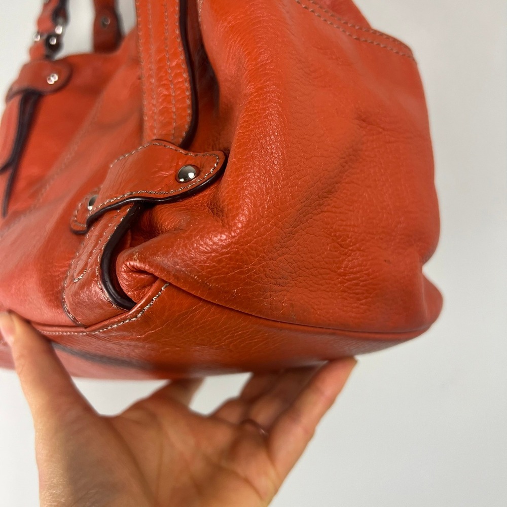 Tignanello Burnt Orange Pebbled Leather Shoulder Bag Y2k 90s Boho Dopamine Retro - Picture 7 of 15